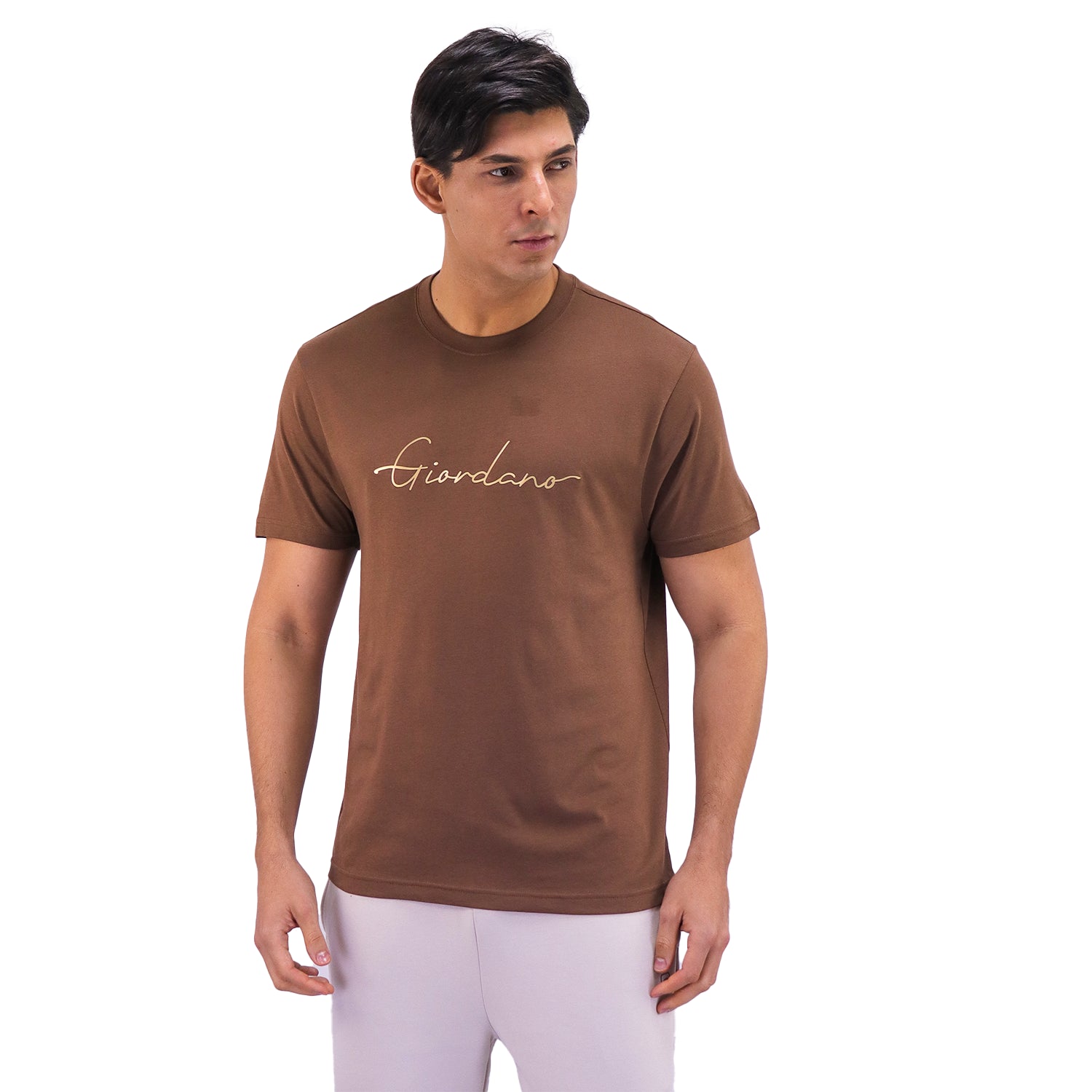 Giordano Men's Print Tee-Brown