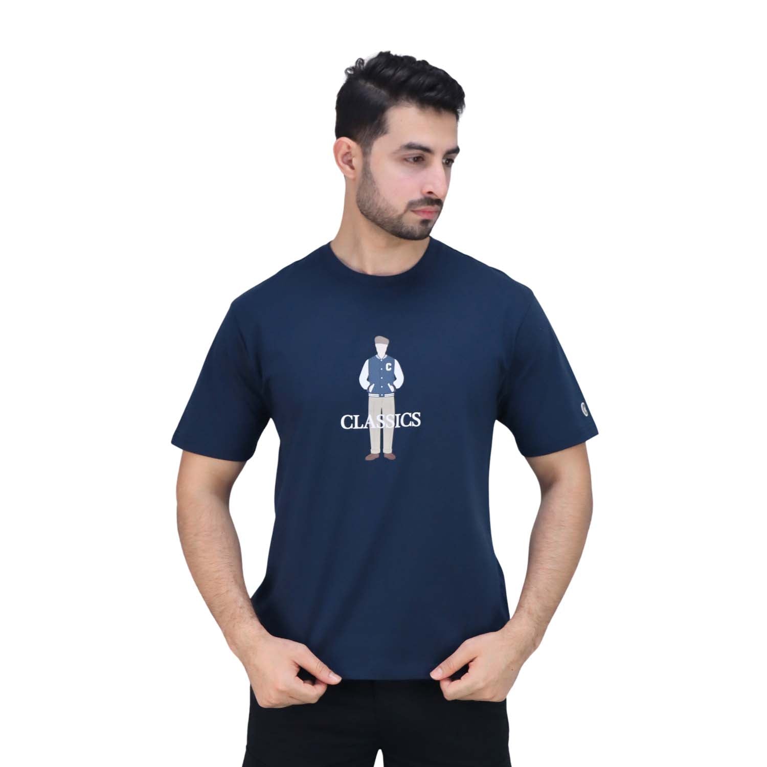 Men's Crew Neck Short Sleeve Relaxed Fit Classic Logo Print Tee