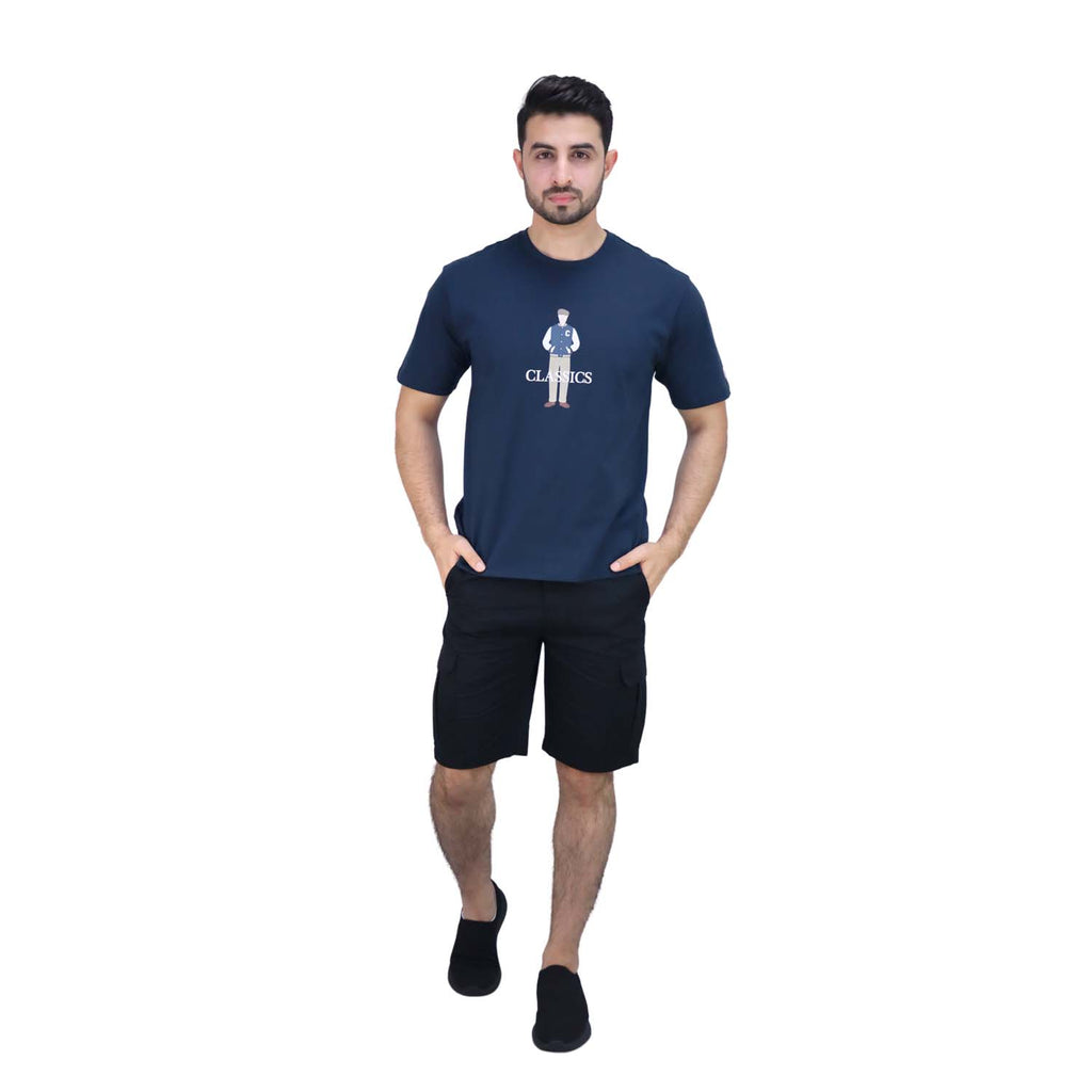 Men's Crew Neck Short Sleeve Relaxed Fit Classic Logo Print Tee