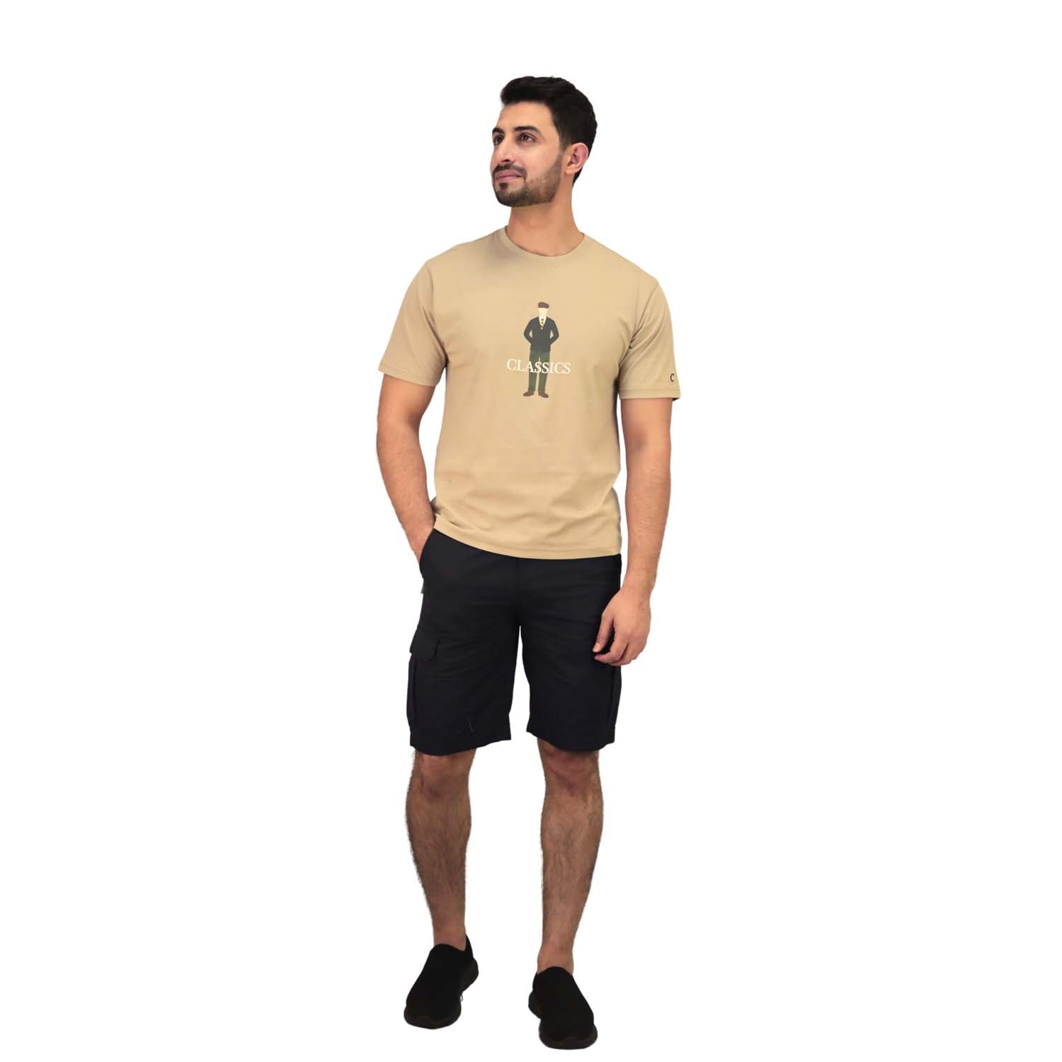 Men's Crew Neck Short Sleeve Relaxed Fit Classic Logo Print Tee