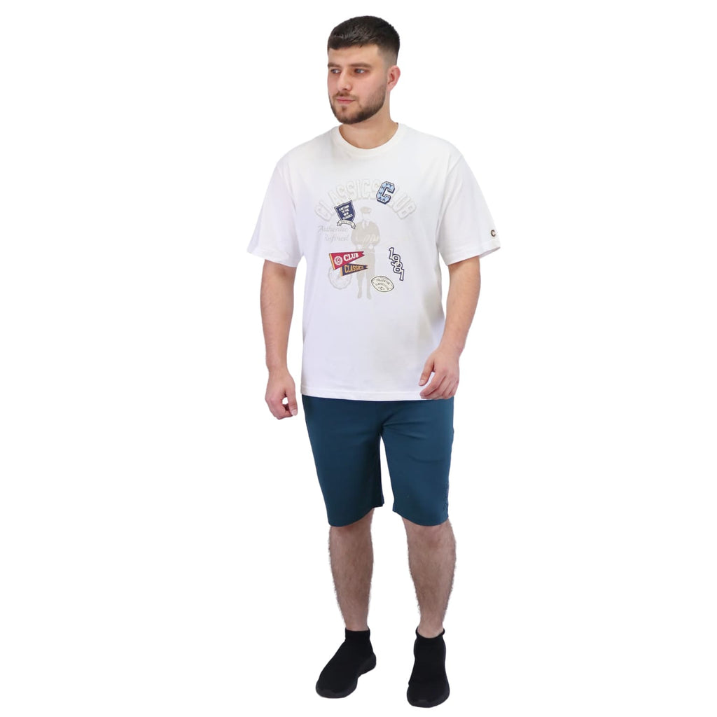 Men's Crew Neck Short Sleeve Relaxed Fit Classic Logo Print Tee