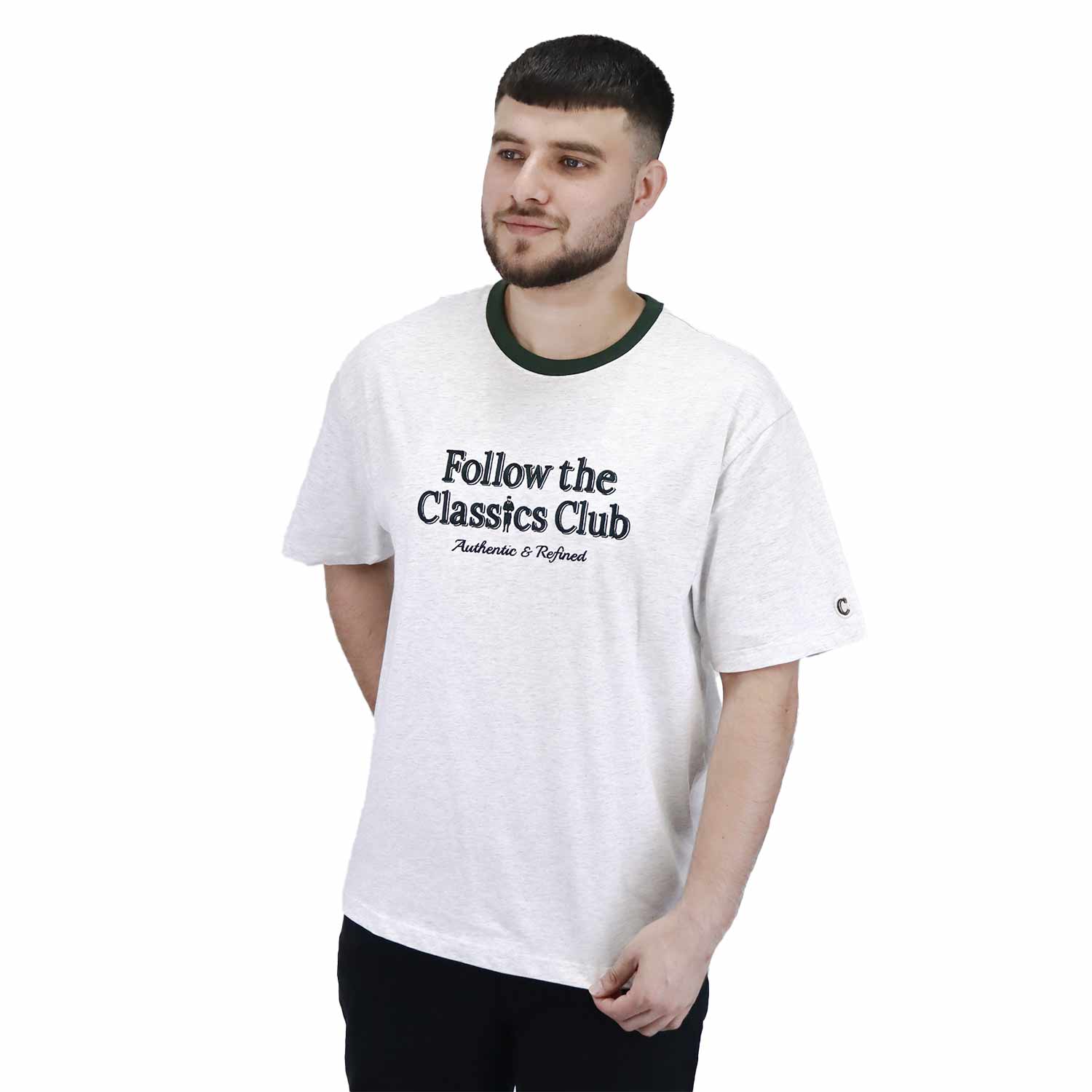 Giordano Men's Crew Neck Short Sleeve Relaxed Fit Classic Logo Print Tee-White