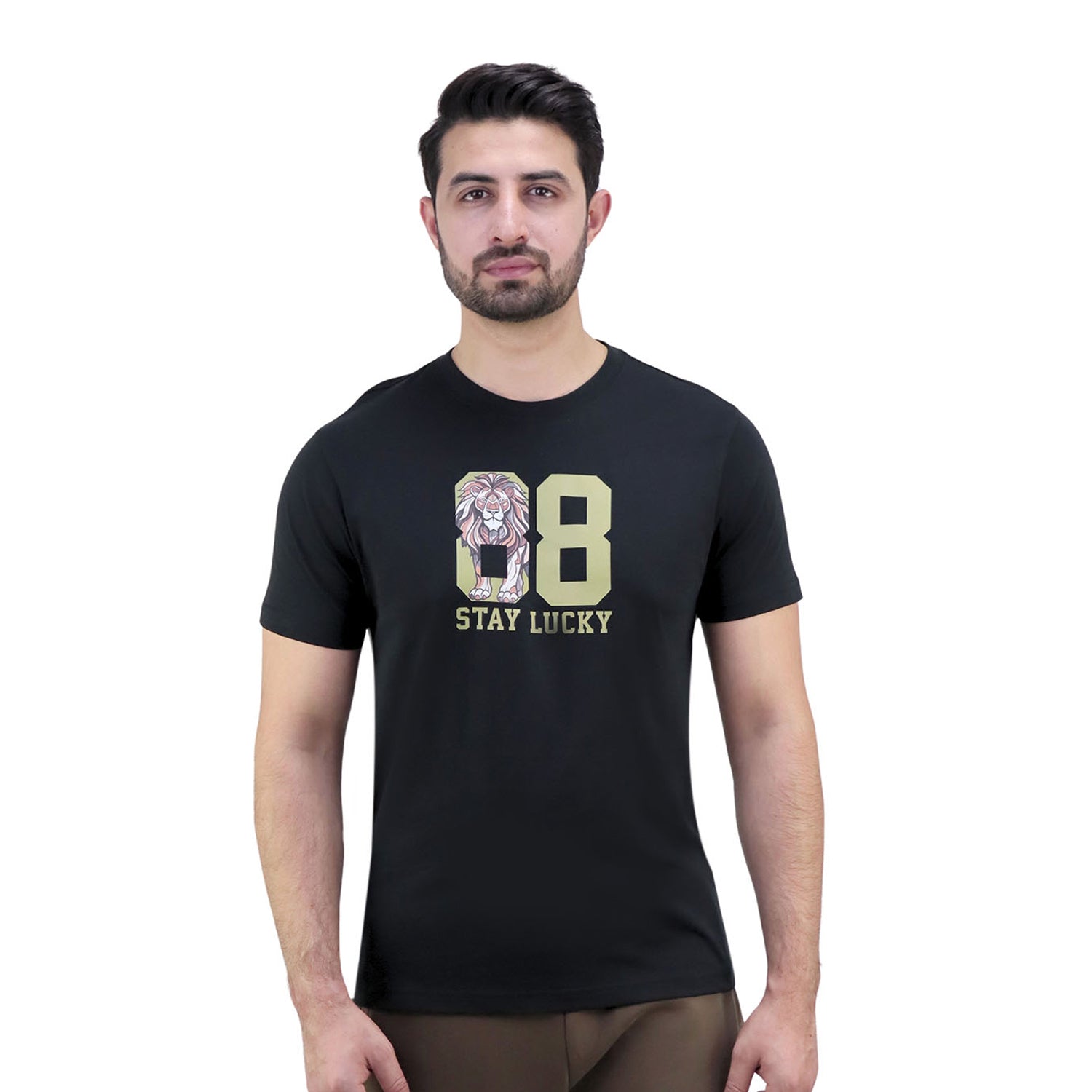 Giordano Men's Cotton Jersey Print Tee (Ai Tee)-Black