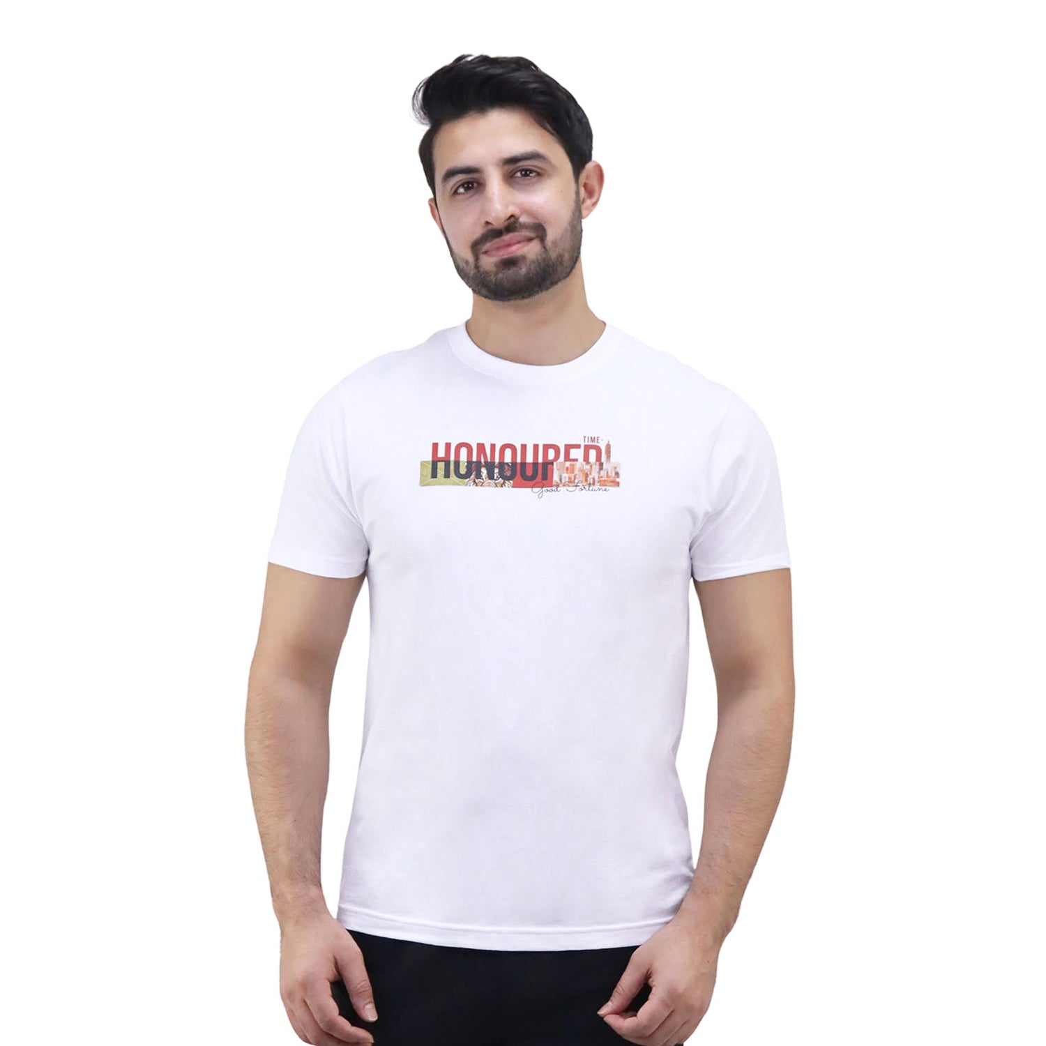 Giordano Men's Cotton Jersey Print Tee (Ai Tee)-White
