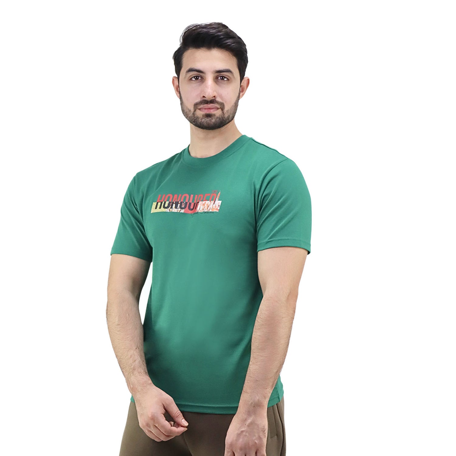 Giordano Men's Cotton Jersey Print Tee (Ai Tee)-Green