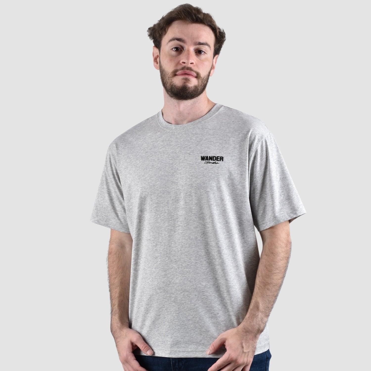 Giordano Men's Crew Neck Short Sleeve Wander Wonder Collection Relaxed Fit Print Tee-Grey