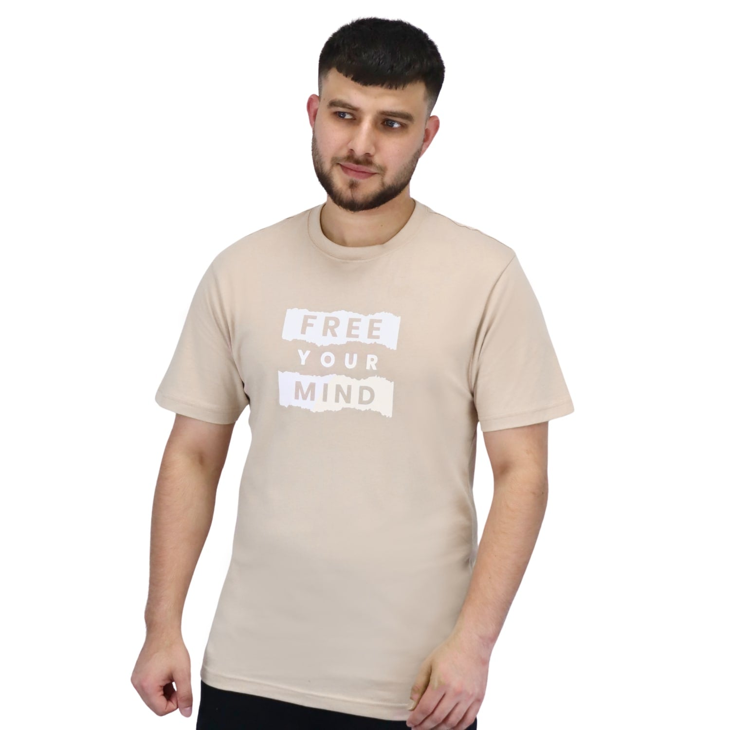 Men's Cotton Jersey Crew Neck Slim Fit Message Print Tee