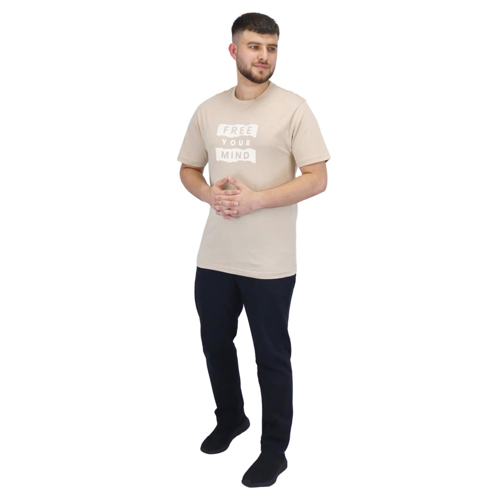 Men's Cotton Jersey Crew Neck Slim Fit Message Print Tee