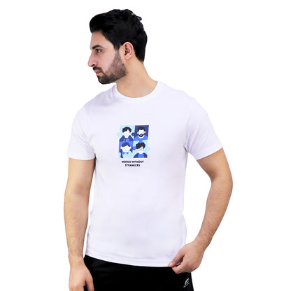 Giordano Men's Cotton Jersey Crewneck Short Sleeve Slim Fit Wws Print Tee-White