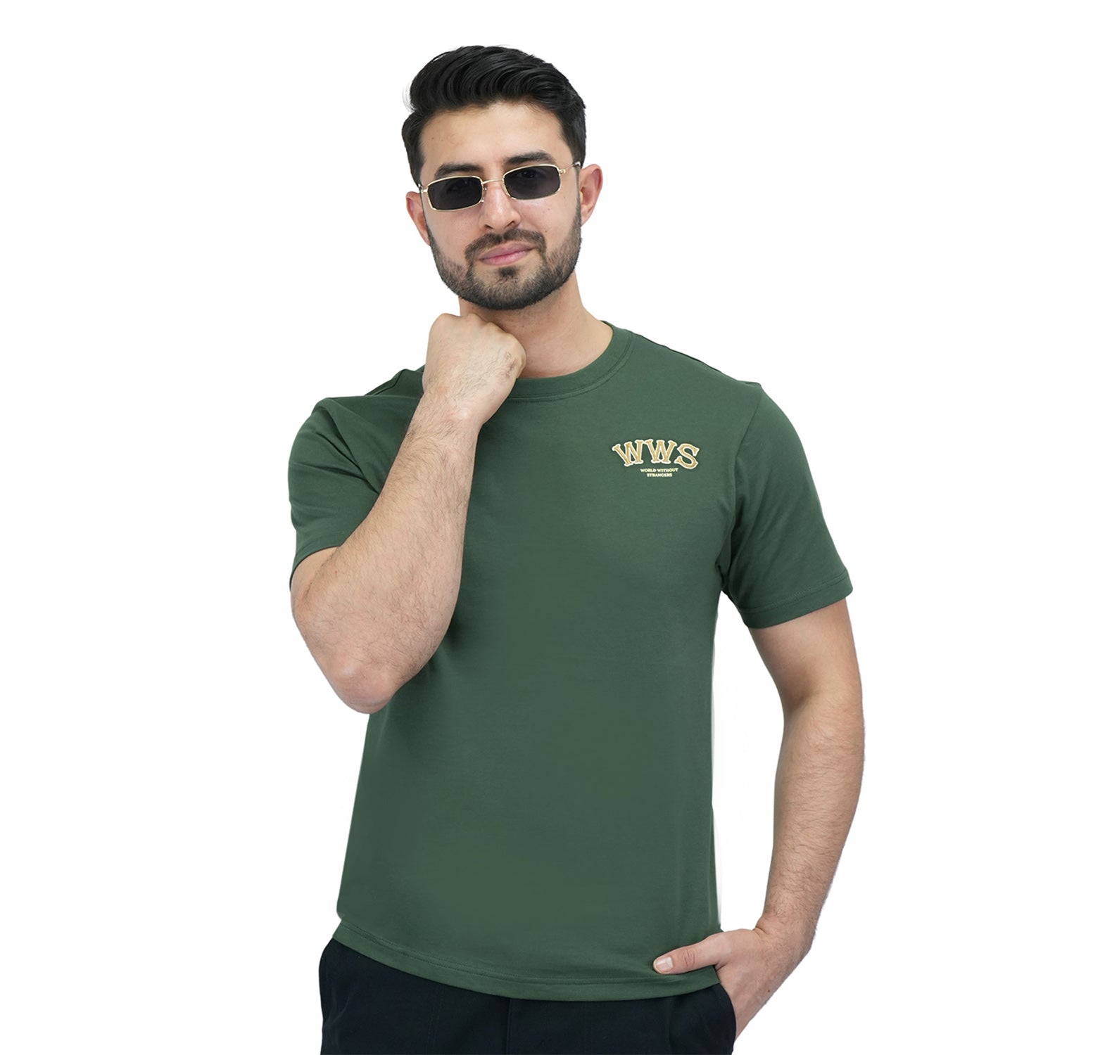 Giordano Men's Cotton Jersey Crewneck Short Sleeve Slim Fit Wws Print Tee-Green