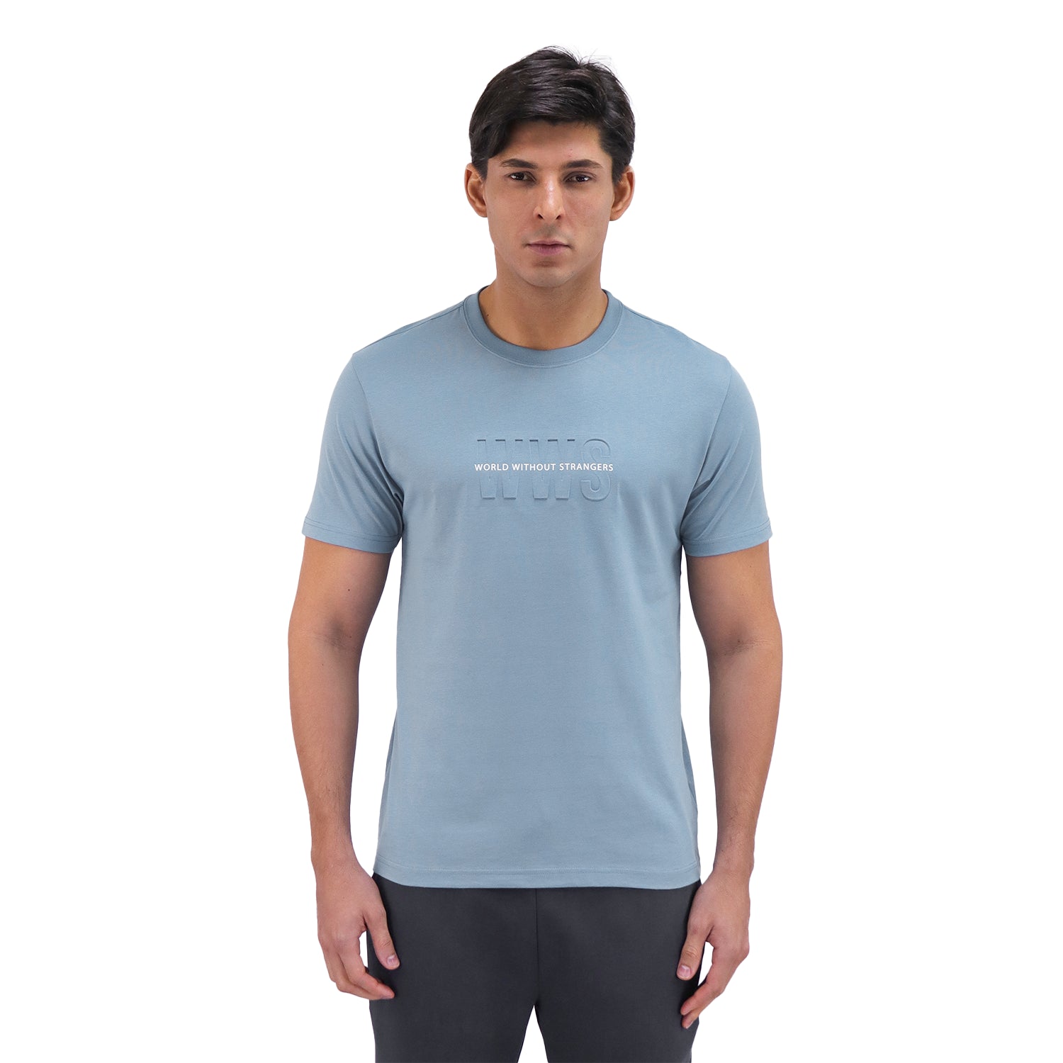 Giordano Men's Wws Print Slim Fit Jersey Tee-Blue