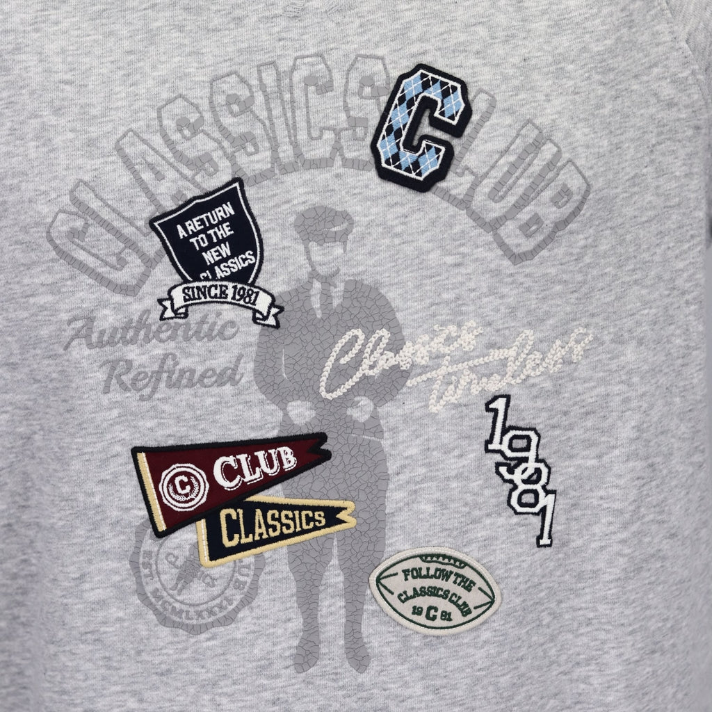 Men's French Terry Crew Neck Long Sleeve Classic Print Sweatshirt