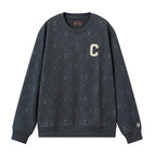 Giordano Men’S French Terry Crew Neck Long Sleeve Relaxed Fit Classic Print Sweatshirt-Grey