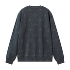 سويت شيرت رجالي من قماش تيري الفرنسي بياقة دائرية وأكمام طويلة وقصة مريحة وطبعة كلاسيكية
