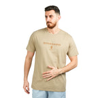 Giordano Men's Slim Fit Cotton Jersey Signature Print Tee-Brown