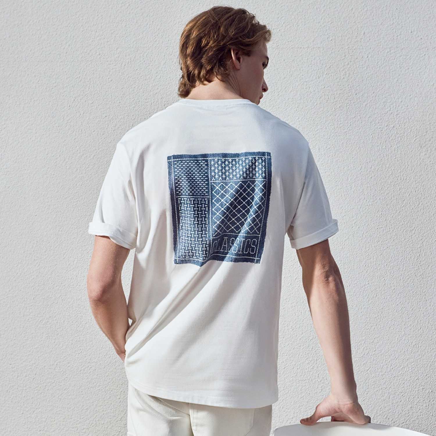 Men's Classic Blue Print Tee | 100% Cotton Comfort