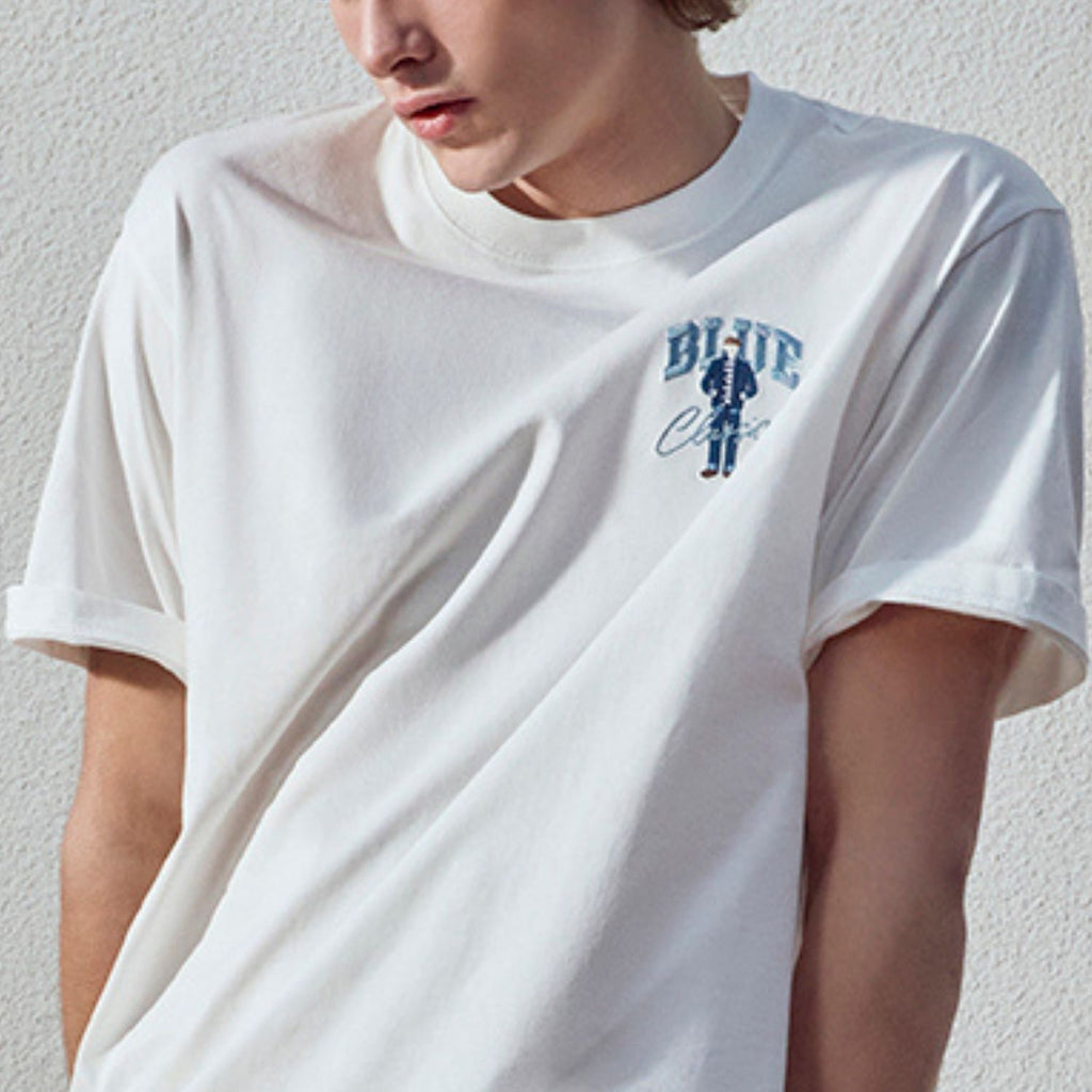 Men's Classic Blue Print Tee | 100% Cotton Comfort