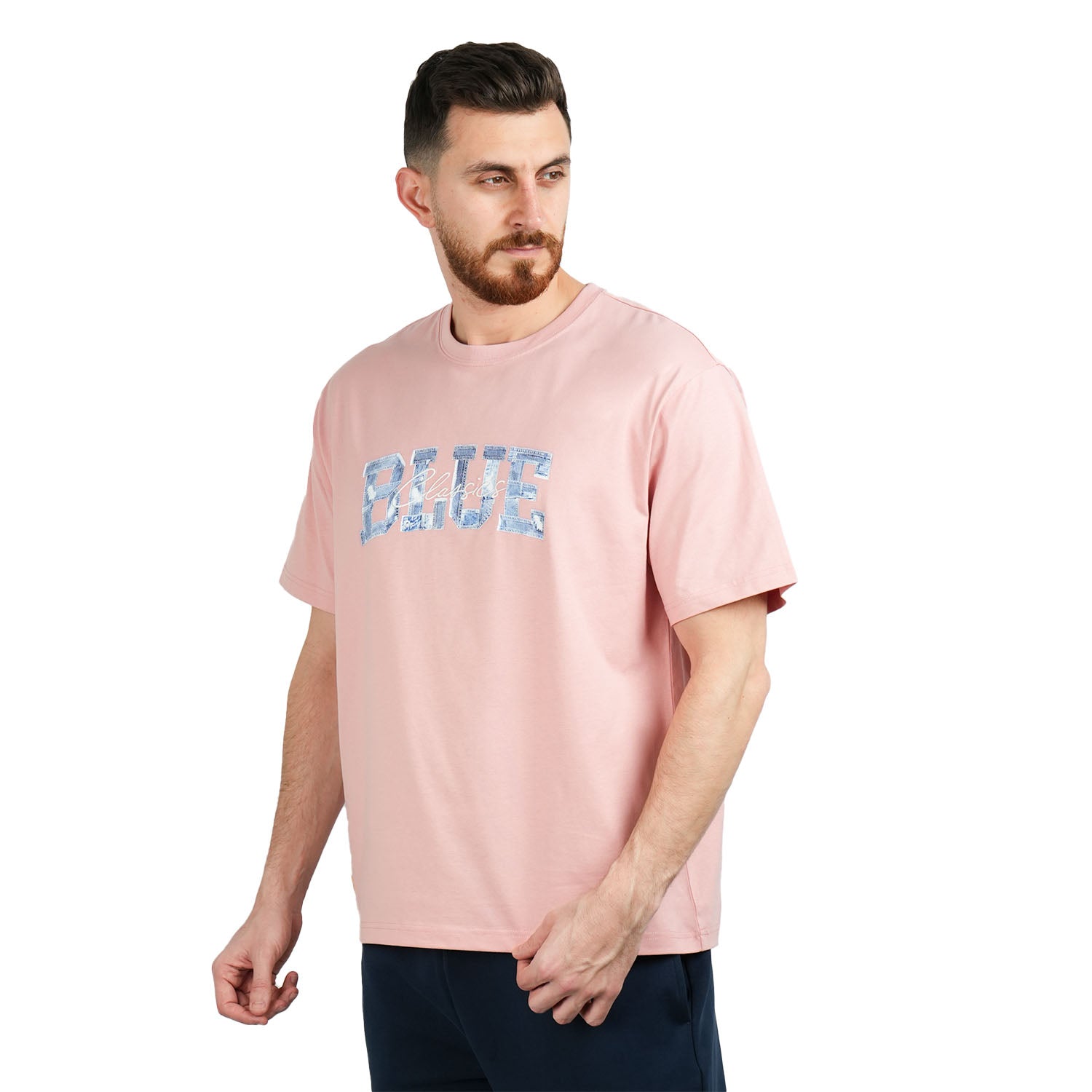 Giordano Men's Classic Blue Print Tee | 100% Cotton Comfort-Pink