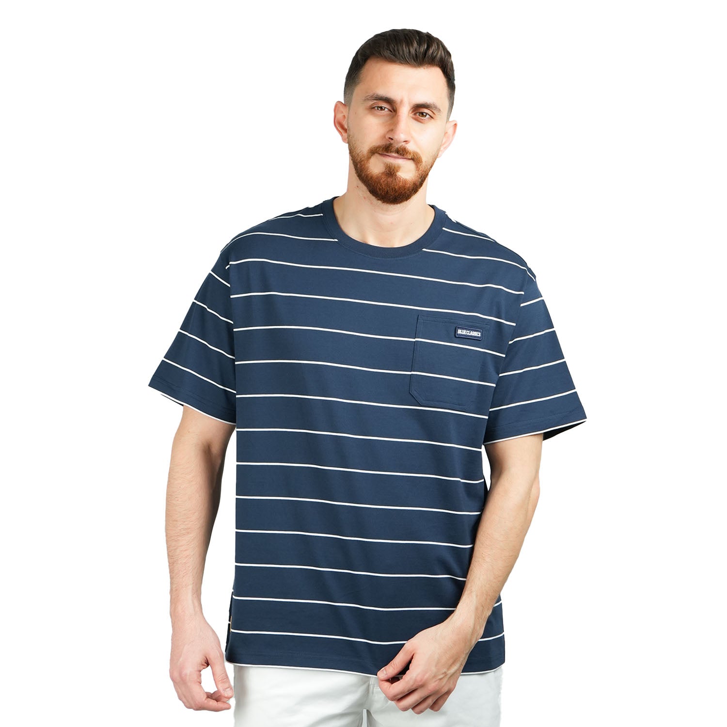 Giordano Men's Classic Blue Print Tee | 100% Cotton Comfort-Multicolor