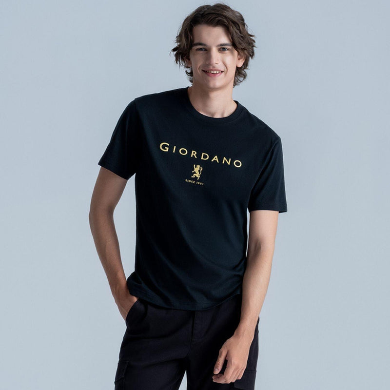Men's Cotton Signature Print Slim Fit Tee - Giordano