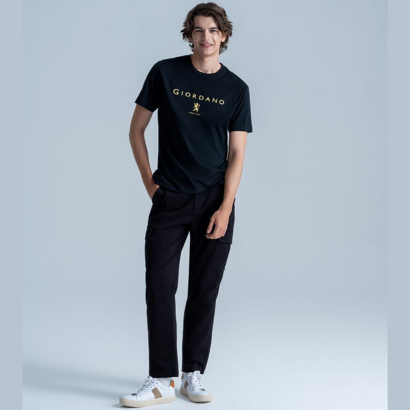 Men's Cotton Signature Print Slim Fit Tee - Giordano