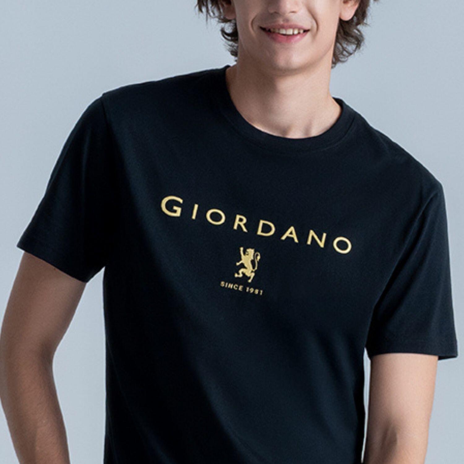Men's Cotton Signature Print Slim Fit Tee - Giordano