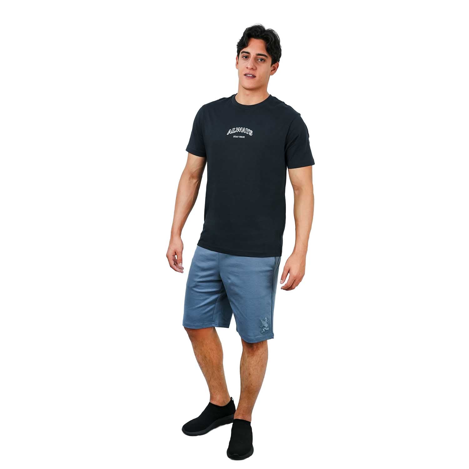 تي شيرت رجالي بقصّة Slim Fit مطبوعة - قطن جيرسي، رقبة دائرية، أكمام قصيرة