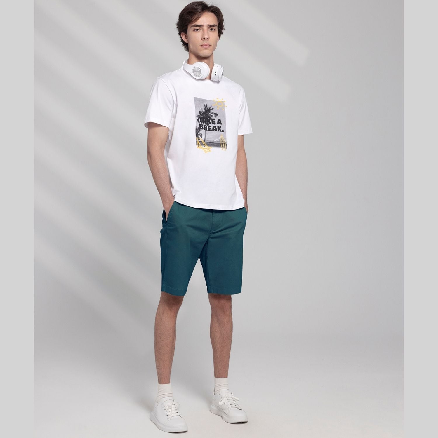 Men's Slim Fit Print Tee - Cotton Jersey, Crew Neck, Short Sleeve