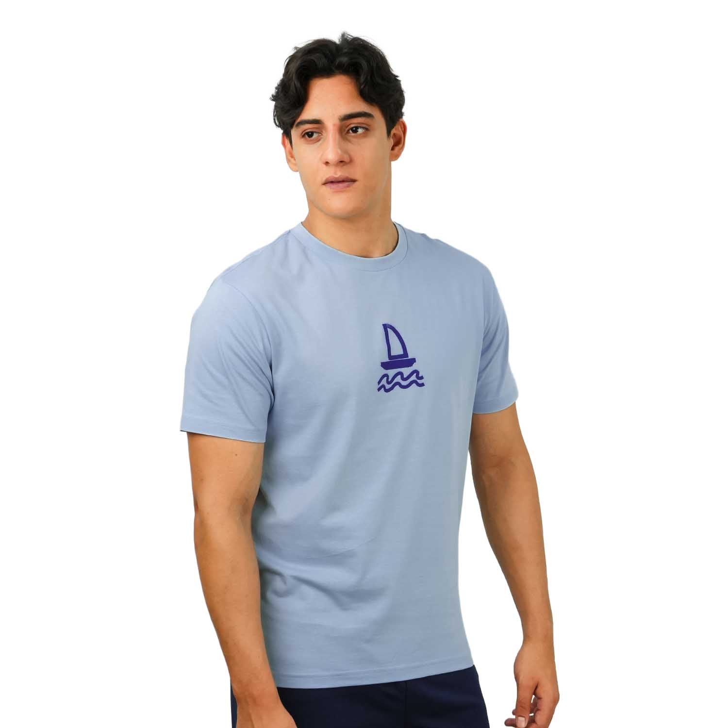 Men's Slim Fit Print Tee - Cotton Jersey, Crew Neck, Short Sleeve