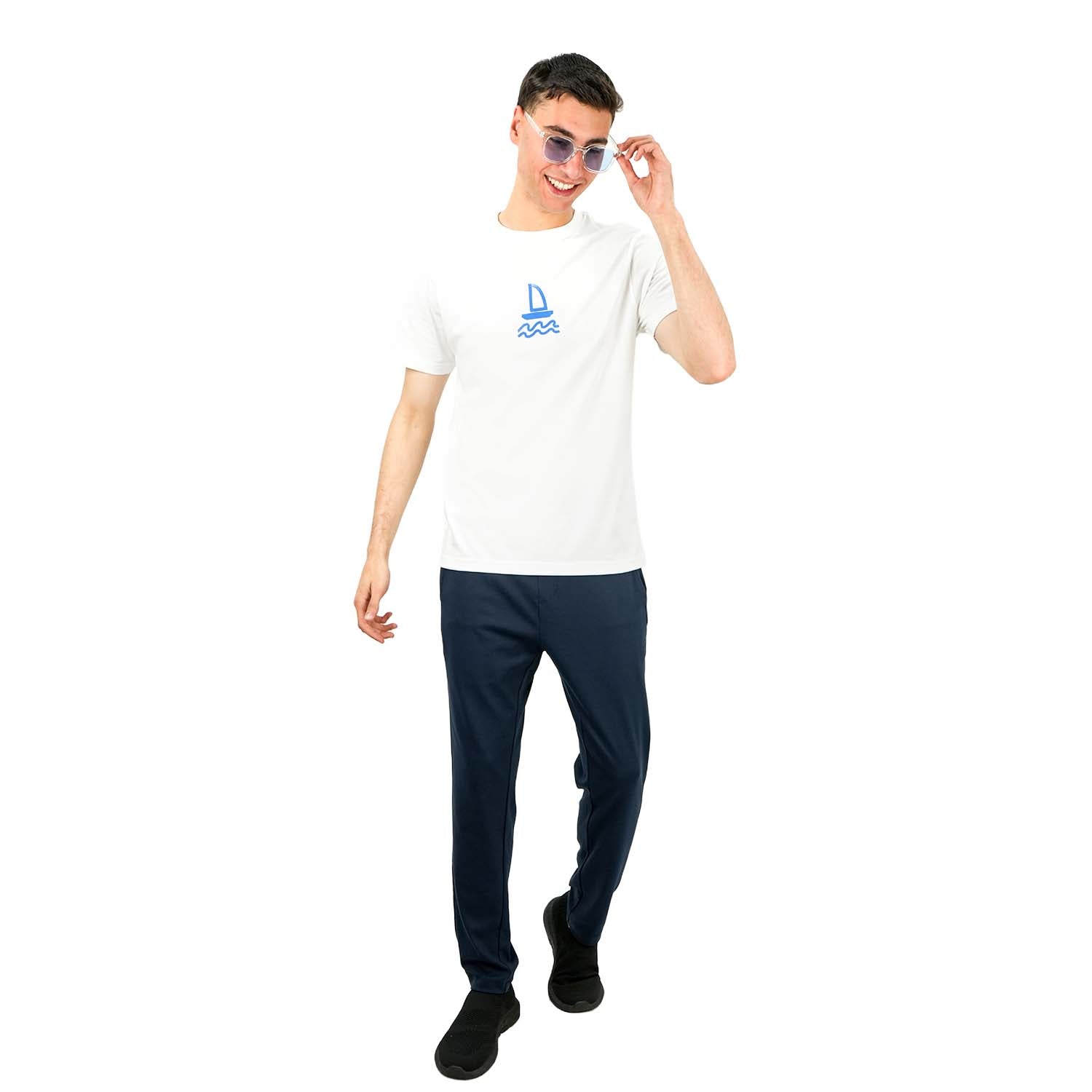 تي شيرت رجالي بقصّة Slim Fit مطبوعة - قطن جيرسي، رقبة دائرية، أكمام قصيرة
