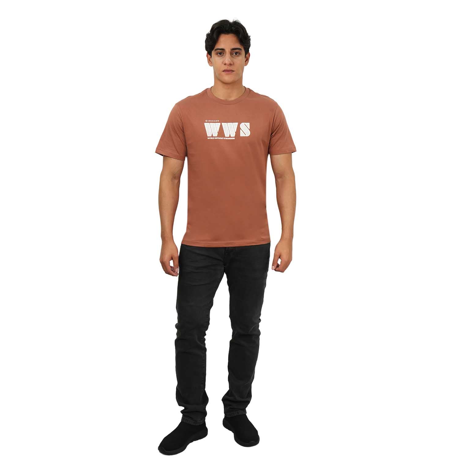 Men's World Without Strangers Print Tee - Slim Fit, Crew Neck, Cotton
