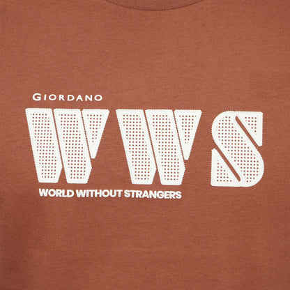 Men's World Without Strangers Print Tee - Slim Fit, Crew Neck, Cotton