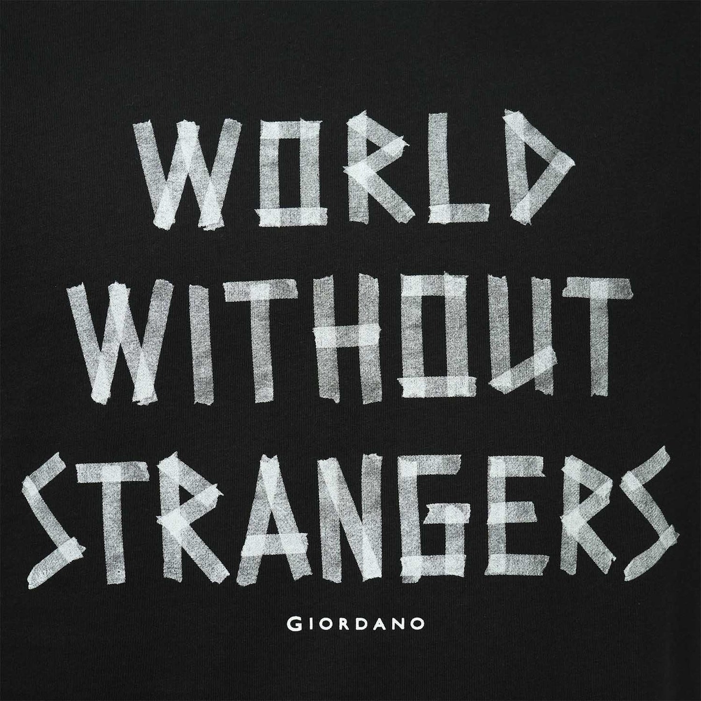 Men's World Without Strangers Print Tee - Slim Fit, Crew Neck, Cotton