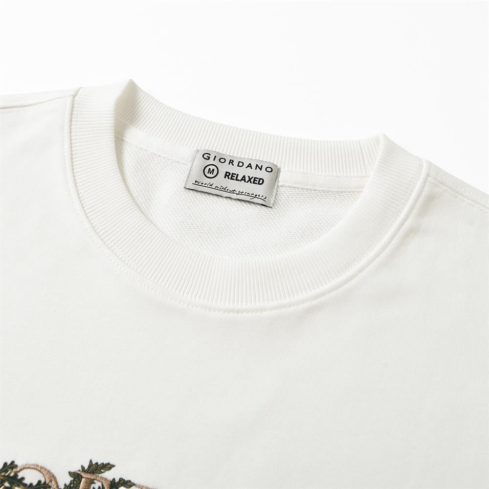 Men’S Relaxed French Terry Crew Neck Graphic Sweater