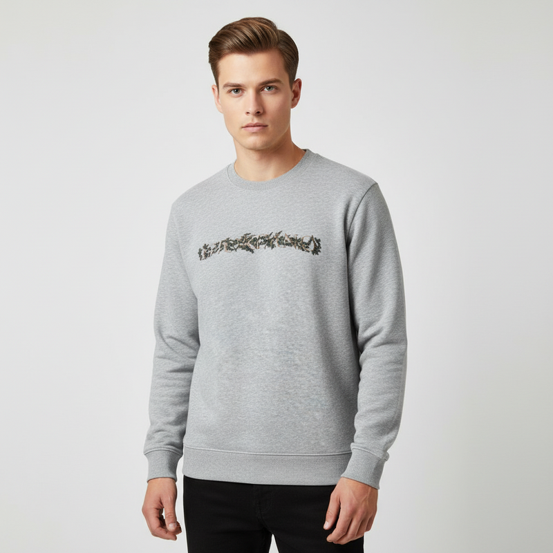 Men’S Relaxed French Terry Crew Neck Graphic Sweater