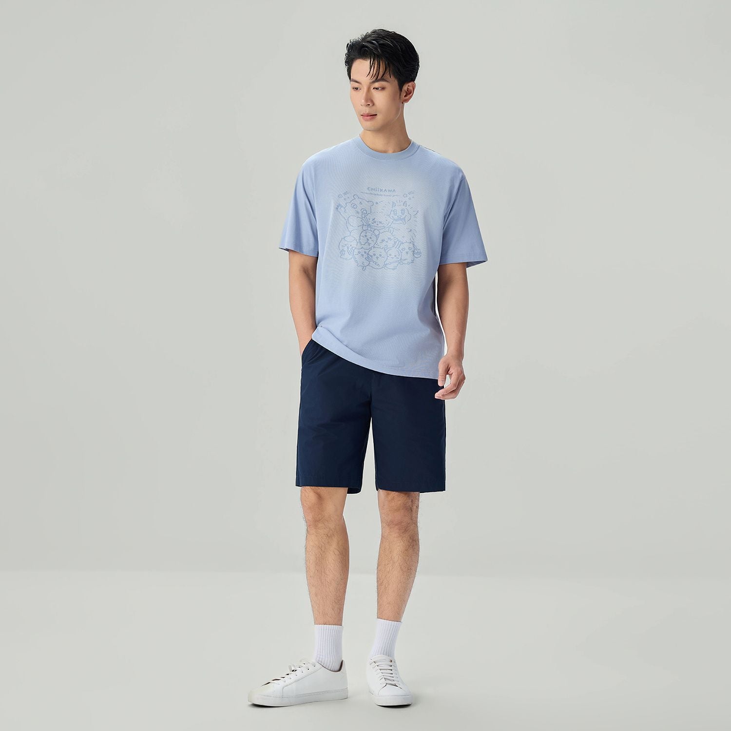 Men's Chiikawa Subdued Blue Relaxed Graphic Tee