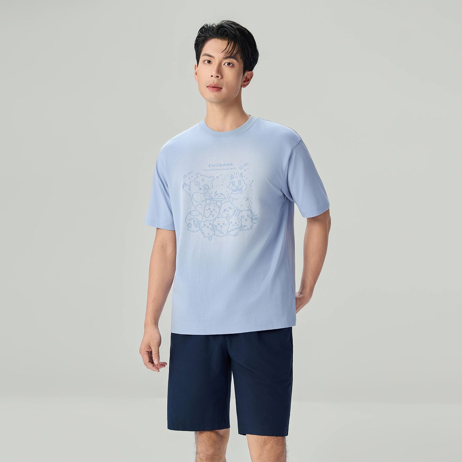 Men's Chiikawa Subdued Blue Relaxed Graphic Tee