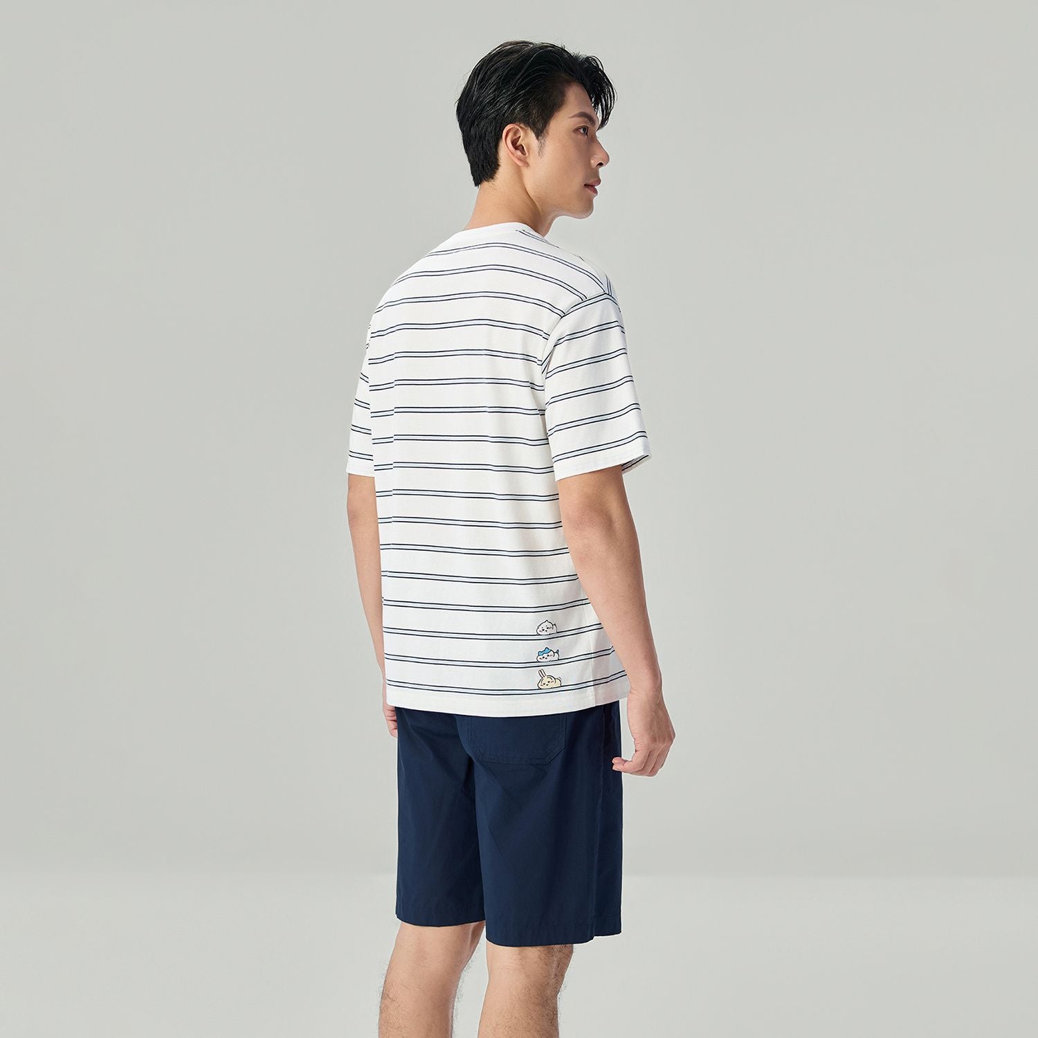 Men's Chiikawa Striped Cotton Relaxed Graphic Tee