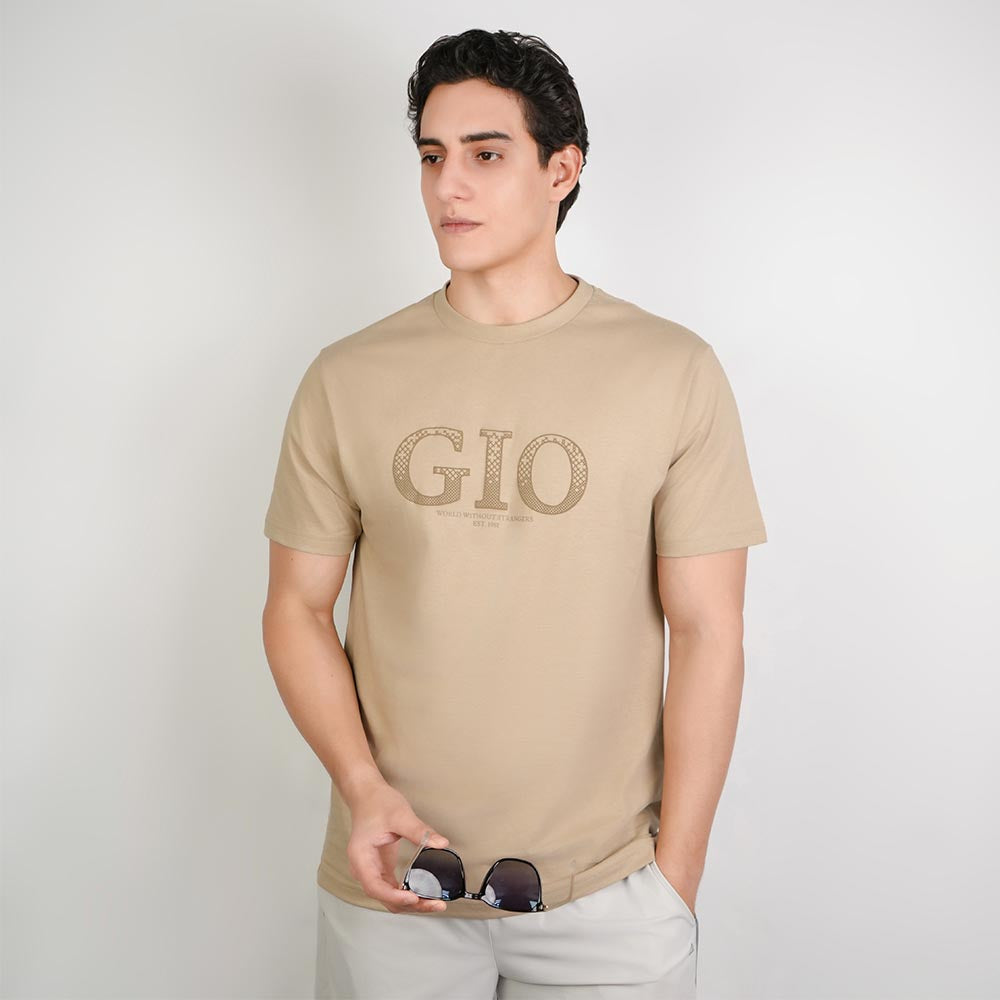 Men Slim Cotton Graphic Crew Neck Tee