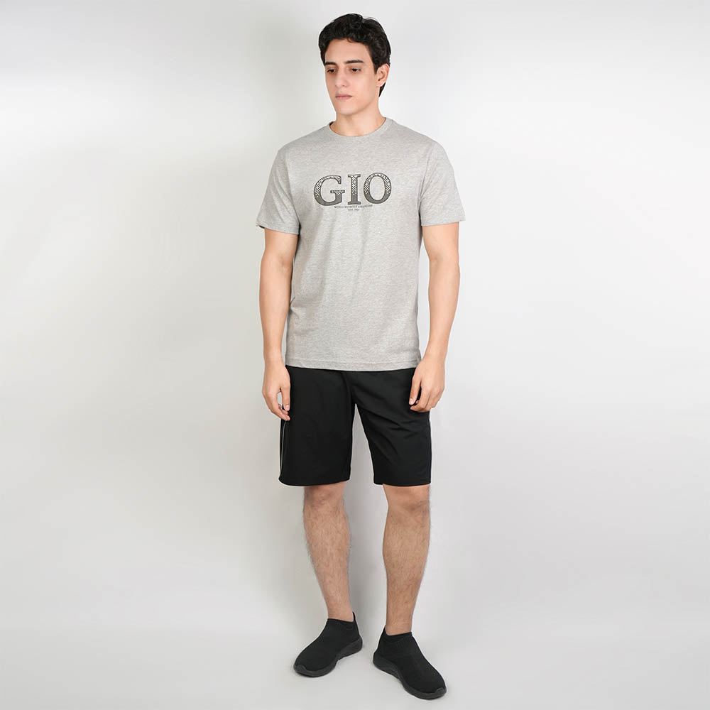 Men Slim Cotton Graphic Crew Neck Tee
