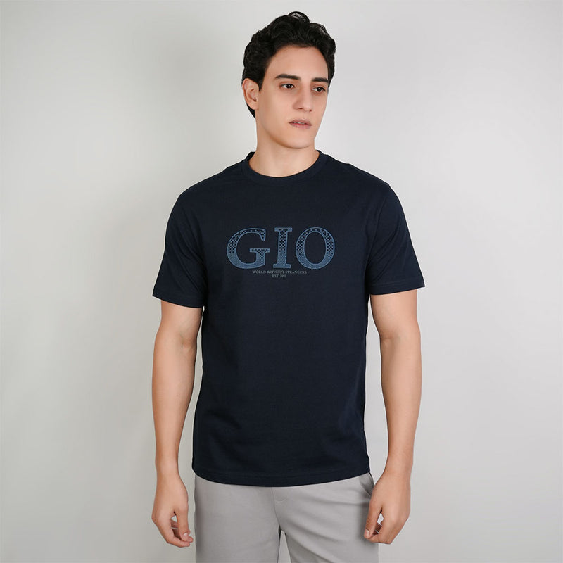 Men Slim Cotton Graphic Crew Neck Tee
