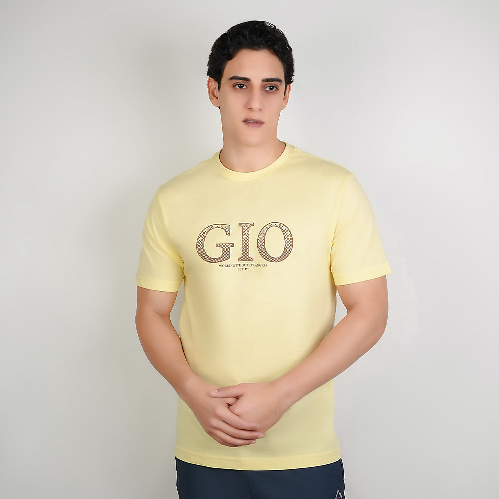 Men Slim Cotton Graphic Crew Neck Tee