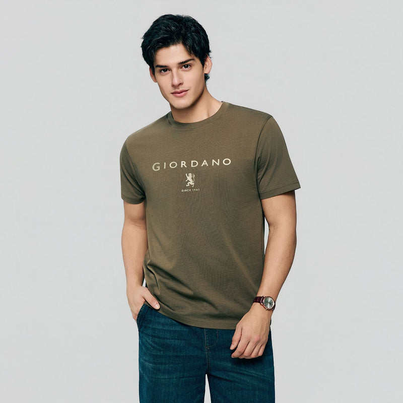 Men’s Slim Cotton Crew Neck Signature Print Tee
