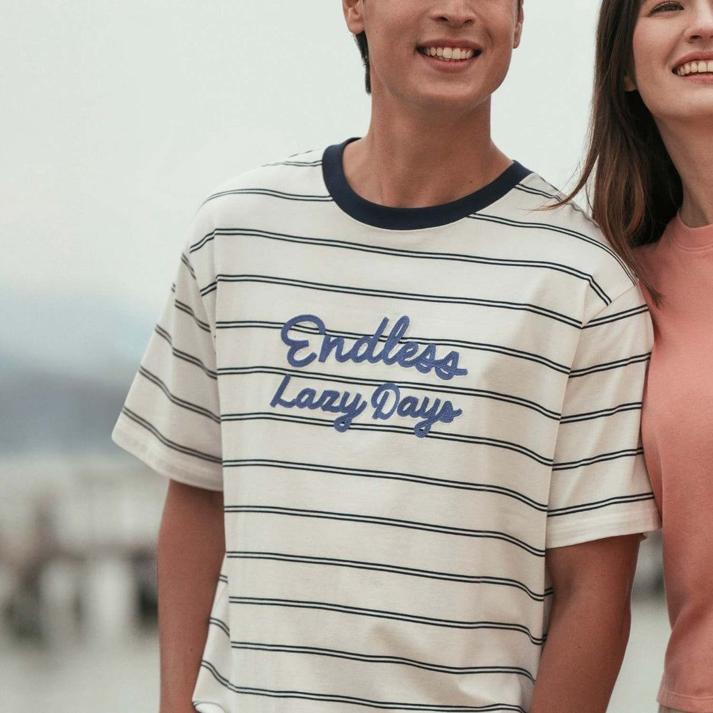 Men's Endless Lazy Days Striped Relaxed Graphic Tee