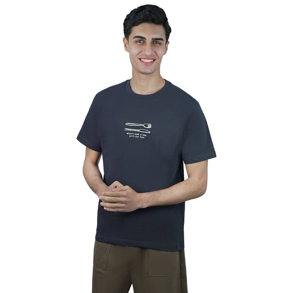 Men’s Slim Cotton Crew Neck Message Print Tee
