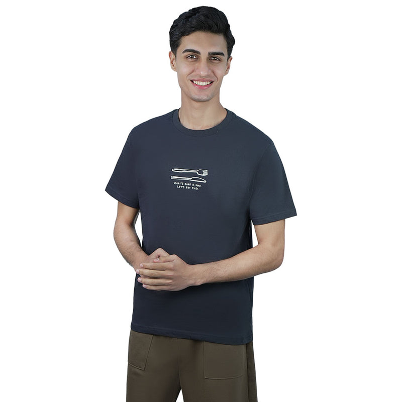 Men’s Slim Cotton Crew Neck Message Print Tee