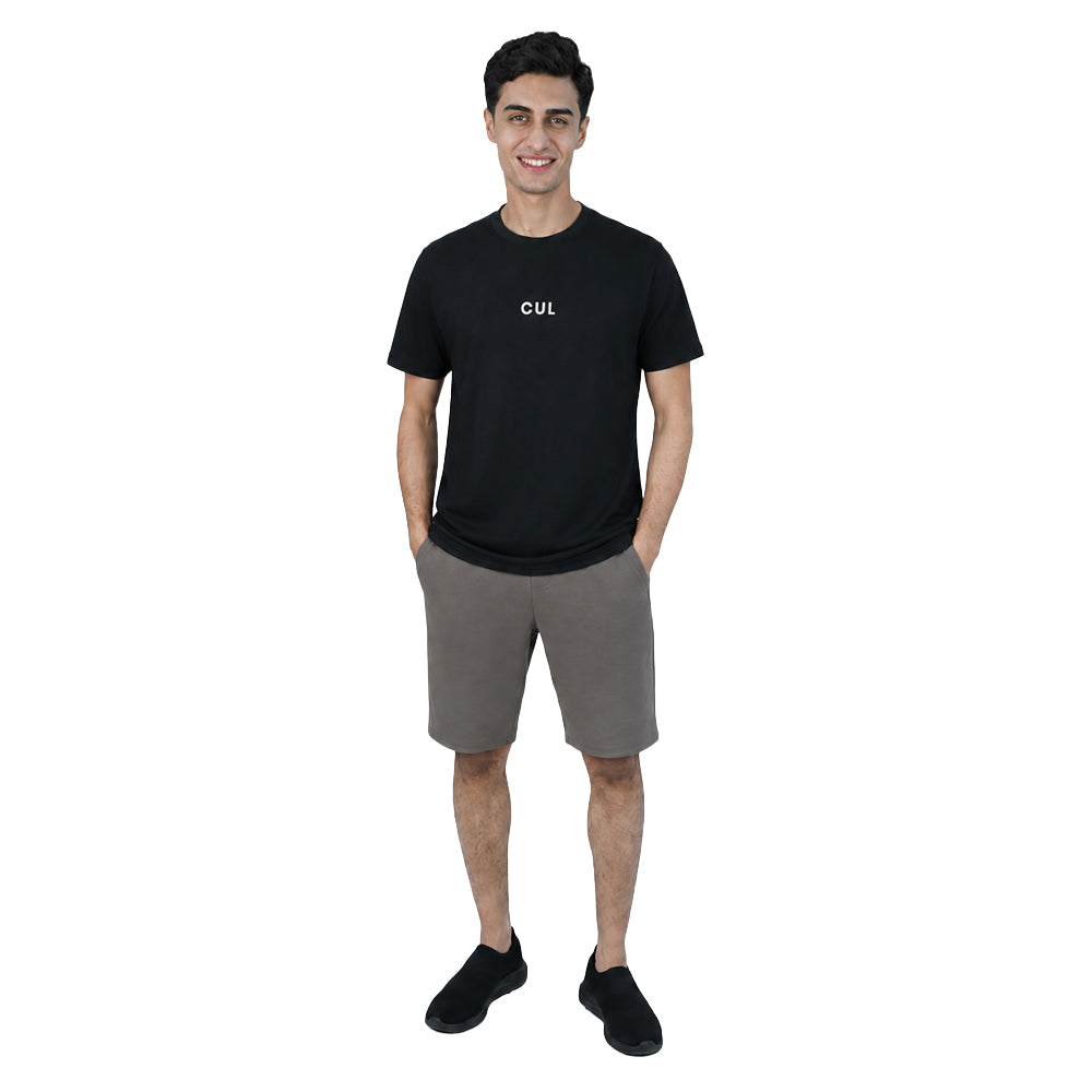 Men Slim Motto Back Printed Cotton Tee
