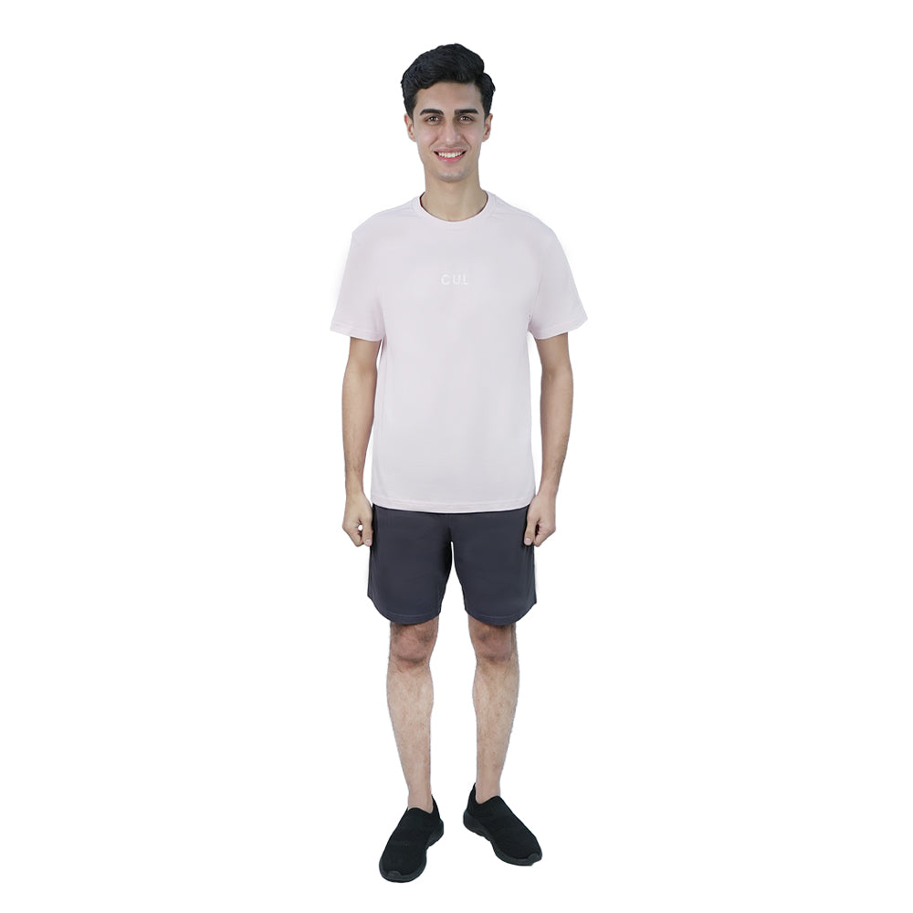 Men Slim Motto Back Printed Cotton Tee