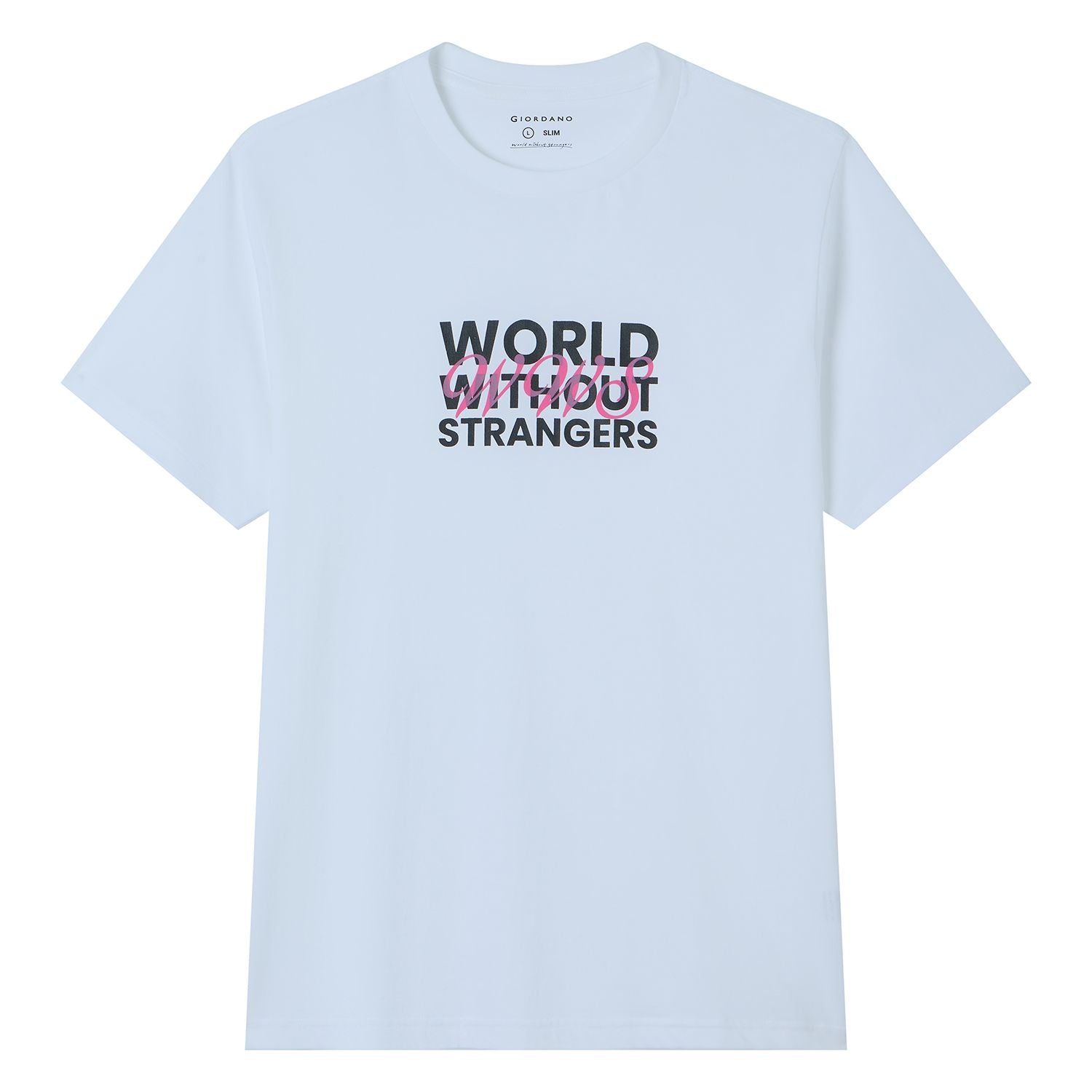 Men Slim World Without Strangers Print Tee