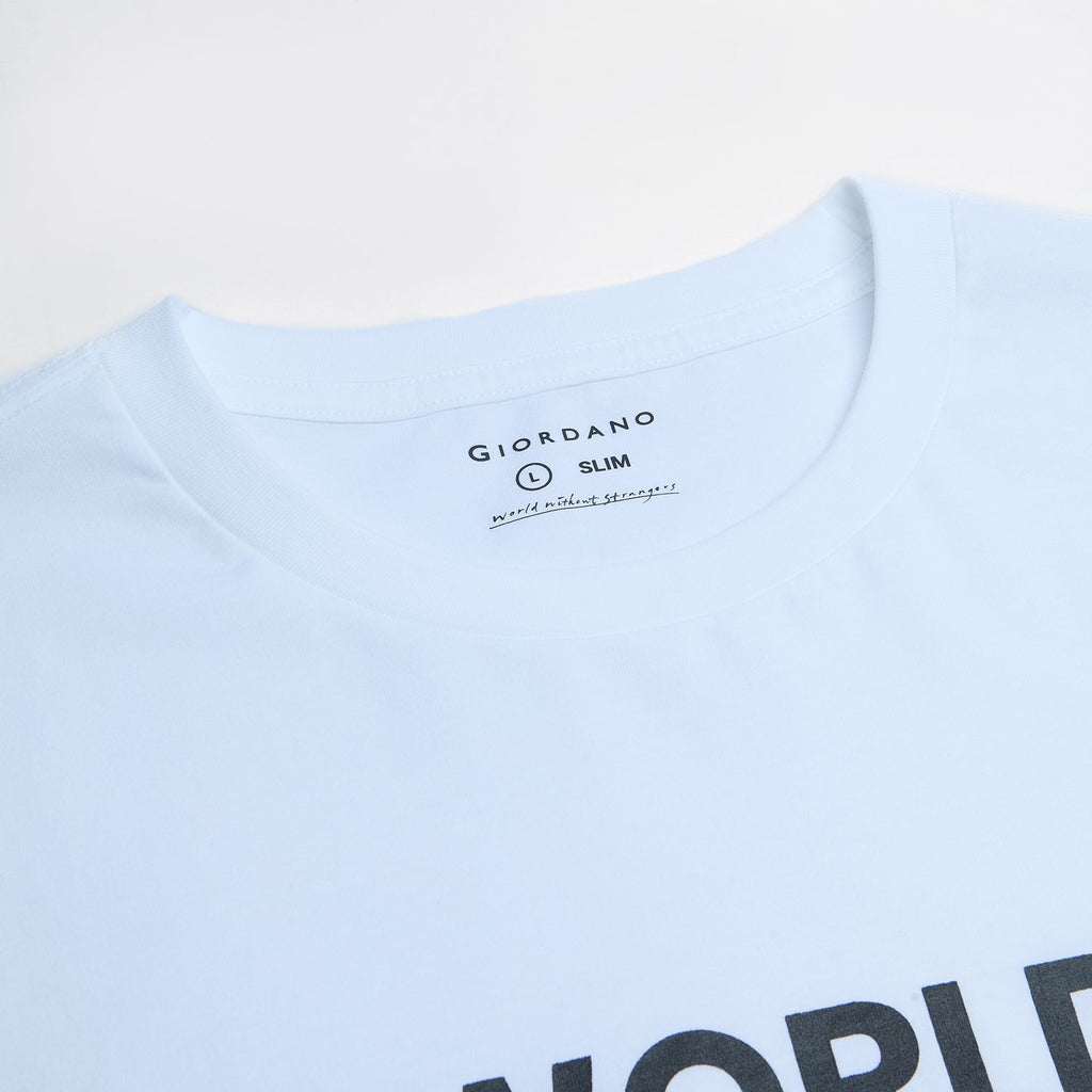Men Slim World Without Strangers Print Tee